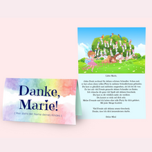 Load image into Gallery viewer, Klappkarte Schnullerbaum außen innen Cover Beispiel personalisierbar Regenbogen
